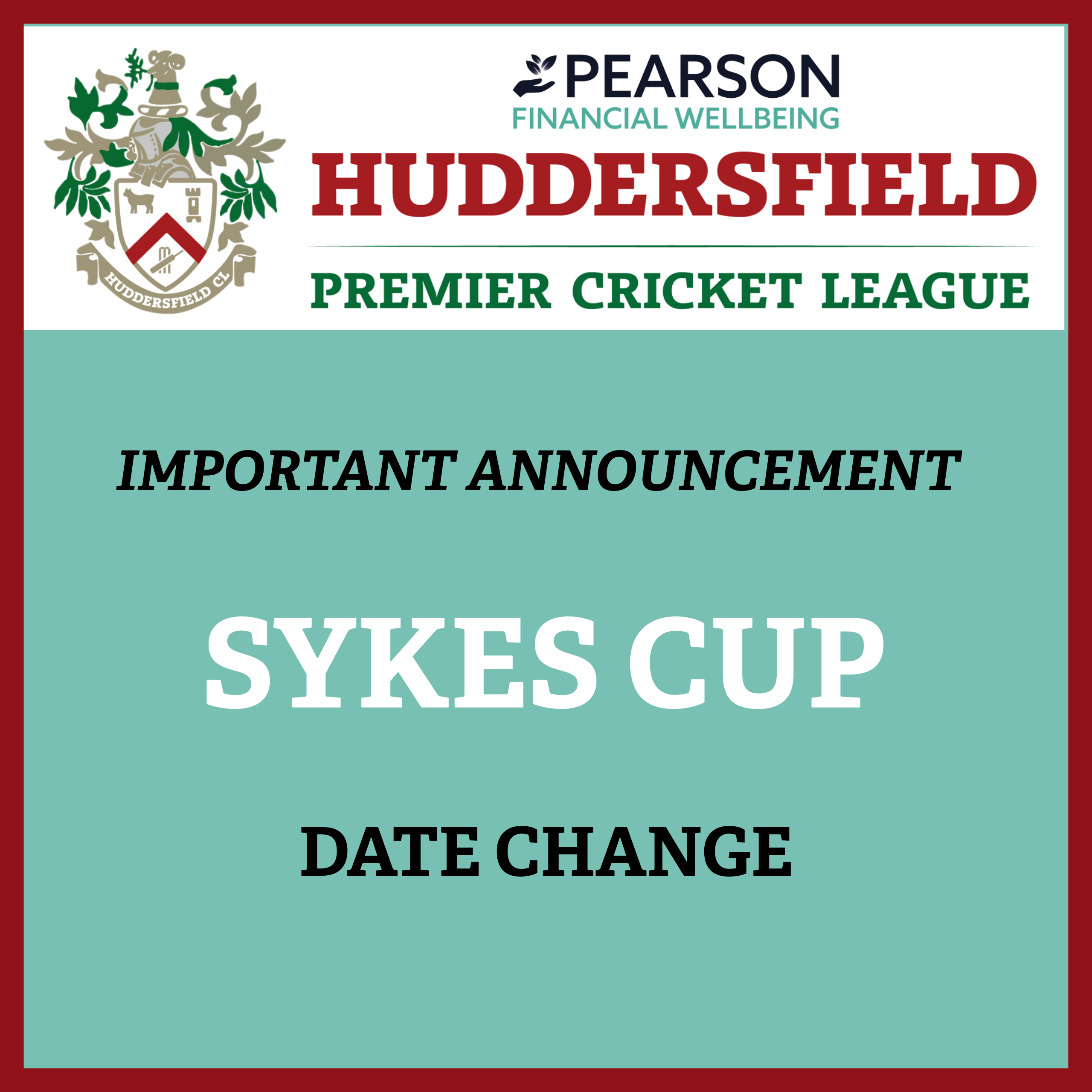 IMPORTANT ANNOUNCEMENT ABOUT THE UPCOMING SYKES CUP